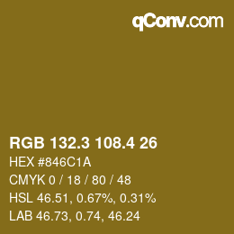 カラーコード: RGB 132.3 108.4 26 | qconv.com