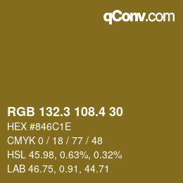 カラーコード: RGB 132.3 108.4 30 | qconv.com