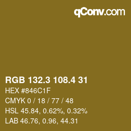 カラーコード: RGB 132.3 108.4 31 | qconv.com