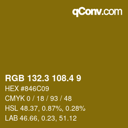 カラーコード: RGB 132.3 108.4 9 | qconv.com