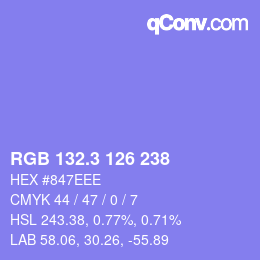 カラーコード: RGB 132.3 126 238 | qconv.com