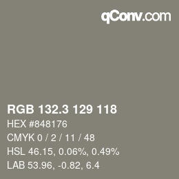 カラーコード: RGB 132.3 129 118 | qconv.com