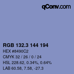 カラーコード: RGB 132.3 144 194 | qconv.com