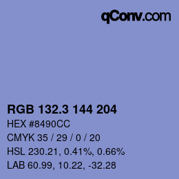 カラーコード: RGB 132.3 144 204 | qconv.com