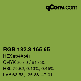 カラーコード: RGB 132.3 165 65 | qconv.com