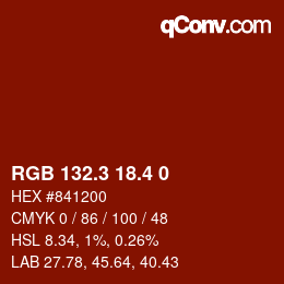 カラーコード: RGB 132.3 18.4 0 | qconv.com