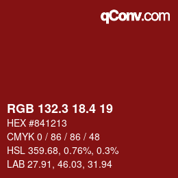 カラーコード: RGB 132.3 18.4 19 | qconv.com