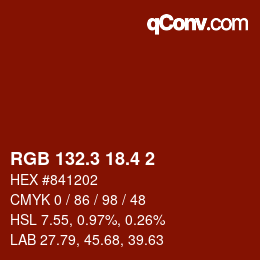 カラーコード: RGB 132.3 18.4 2 | qconv.com