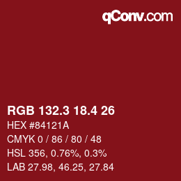 カラーコード: RGB 132.3 18.4 26 | qconv.com