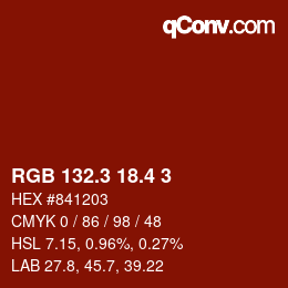 カラーコード: RGB 132.3 18.4 3 | qconv.com