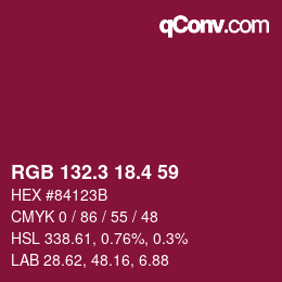 カラーコード: RGB 132.3 18.4 59 | qconv.com