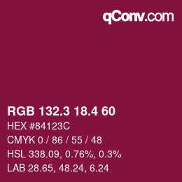カラーコード: RGB 132.3 18.4 60 | qconv.com