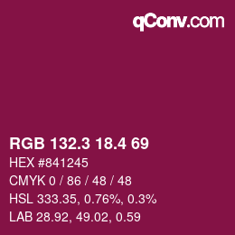 カラーコード: RGB 132.3 18.4 69 | qconv.com