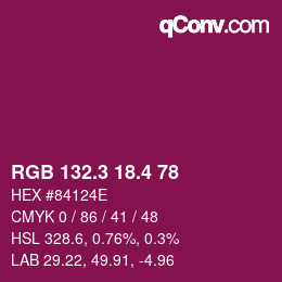 カラーコード: RGB 132.3 18.4 78 | qconv.com