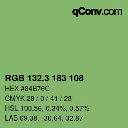 カラーコード: RGB 132.3 183 108 | qconv.com