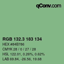 カラーコード: RGB 132.3 183 134 | qconv.com