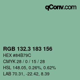 カラーコード: RGB 132.3 183 156 | qconv.com