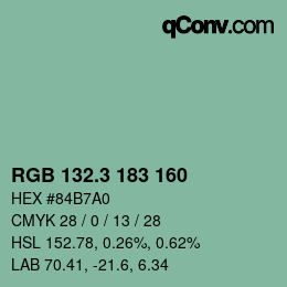 カラーコード: RGB 132.3 183 160 | qconv.com