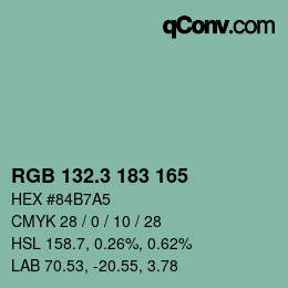 カラーコード: RGB 132.3 183 165 | qconv.com