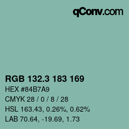 カラーコード: RGB 132.3 183 169 | qconv.com