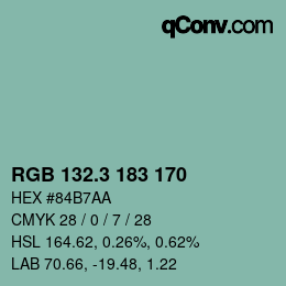 カラーコード: RGB 132.3 183 170 | qconv.com