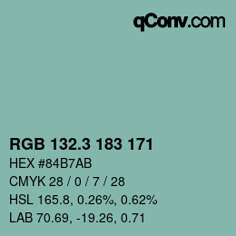 カラーコード: RGB 132.3 183 171 | qconv.com