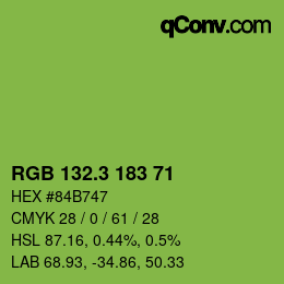 カラーコード: RGB 132.3 183 71 | qconv.com