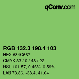 カラーコード: RGB 132.3 198.4 103 | qconv.com
