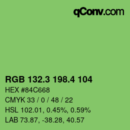 カラーコード: RGB 132.3 198.4 104 | qconv.com