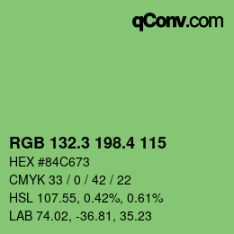 カラーコード: RGB 132.3 198.4 115 | qconv.com