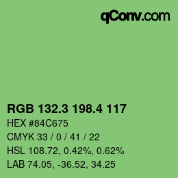 カラーコード: RGB 132.3 198.4 117 | qconv.com