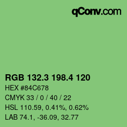 カラーコード: RGB 132.3 198.4 120 | qconv.com