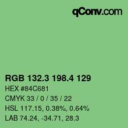 カラーコード: RGB 132.3 198.4 129 | qconv.com