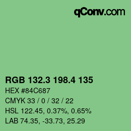 カラーコード: RGB 132.3 198.4 135 | qconv.com