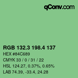 カラーコード: RGB 132.3 198.4 137 | qconv.com