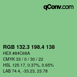 カラーコード: RGB 132.3 198.4 138 | qconv.com