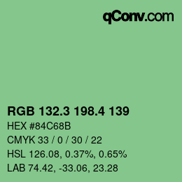 カラーコード: RGB 132.3 198.4 139 | qconv.com