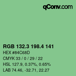 カラーコード: RGB 132.3 198.4 141 | qconv.com
