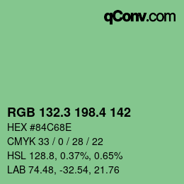 カラーコード: RGB 132.3 198.4 142 | qconv.com