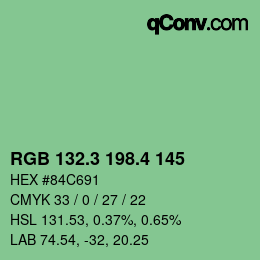 カラーコード: RGB 132.3 198.4 145 | qconv.com