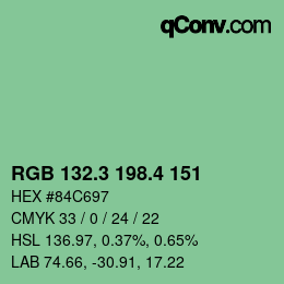 カラーコード: RGB 132.3 198.4 151 | qconv.com