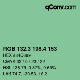 カラーコード: RGB 132.3 198.4 153 | qconv.com