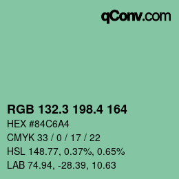 カラーコード: RGB 132.3 198.4 164 | qconv.com