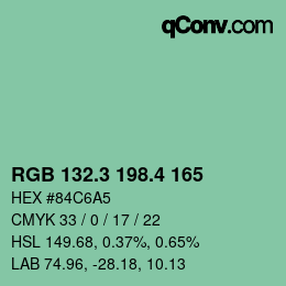 カラーコード: RGB 132.3 198.4 165 | qconv.com