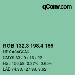カラーコード: RGB 132.3 198.4 166 | qconv.com