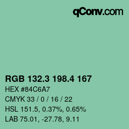 カラーコード: RGB 132.3 198.4 167 | qconv.com