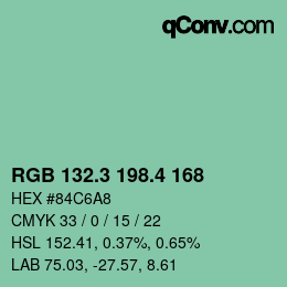 カラーコード: RGB 132.3 198.4 168 | qconv.com