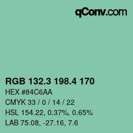 カラーコード: RGB 132.3 198.4 170 | qconv.com