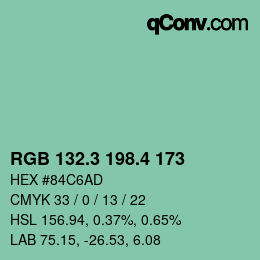 カラーコード: RGB 132.3 198.4 173 | qconv.com