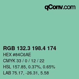カラーコード: RGB 132.3 198.4 174 | qconv.com